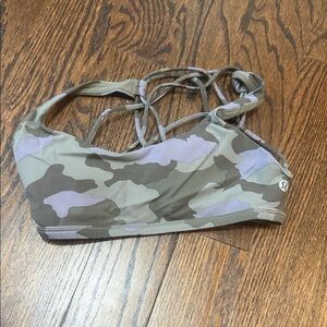 Lululemon Camo Free to Be Sports Bra in Olive & Lavender